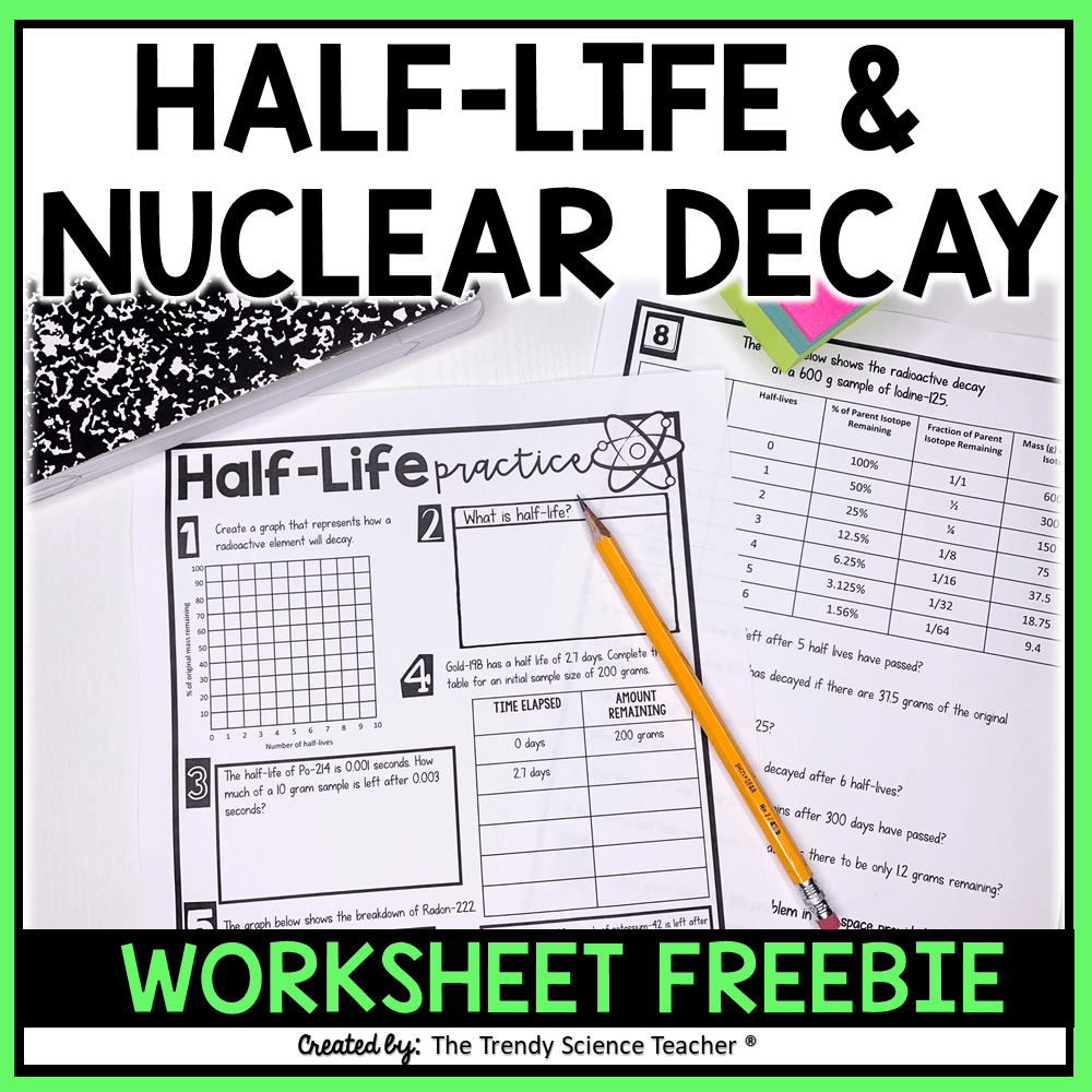 Half- Life and Radioactive Decay Worksheet [Nuclear Chemistry With Regard To Nuclear Decay Worksheet Answer Key