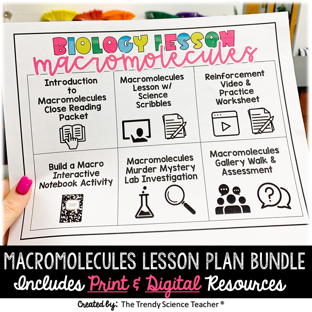 macromolecules lesson plan bundle the trendy science teacher